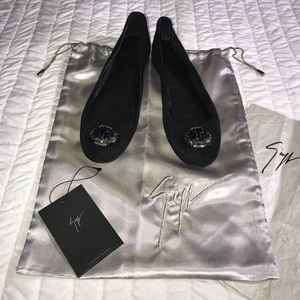 Giuseppe Zanotti Design blk suede flats sz 10 US